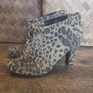 Sam & Libby Boots Women's Size 9 Cheetah Leopard Animal Pull-on 3.75" Heel Ankle